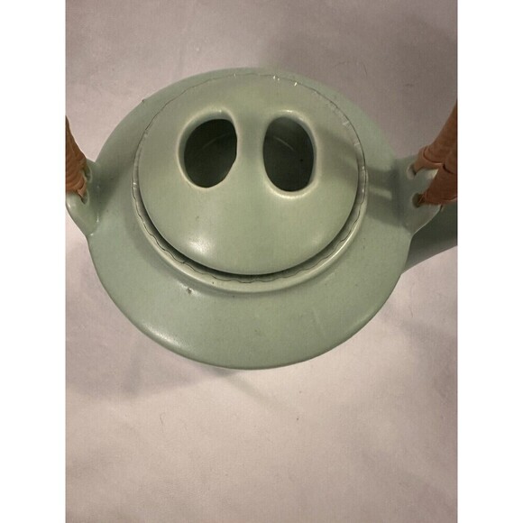 Celadon Jade Teapot Pot For Vietnamese Lotus Tea 12w X 13h Bamboo Handle Pottery - Picture 2 of 5